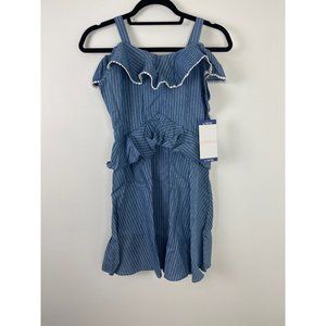 NEW BCBG Girls blue dress with white stripes size large